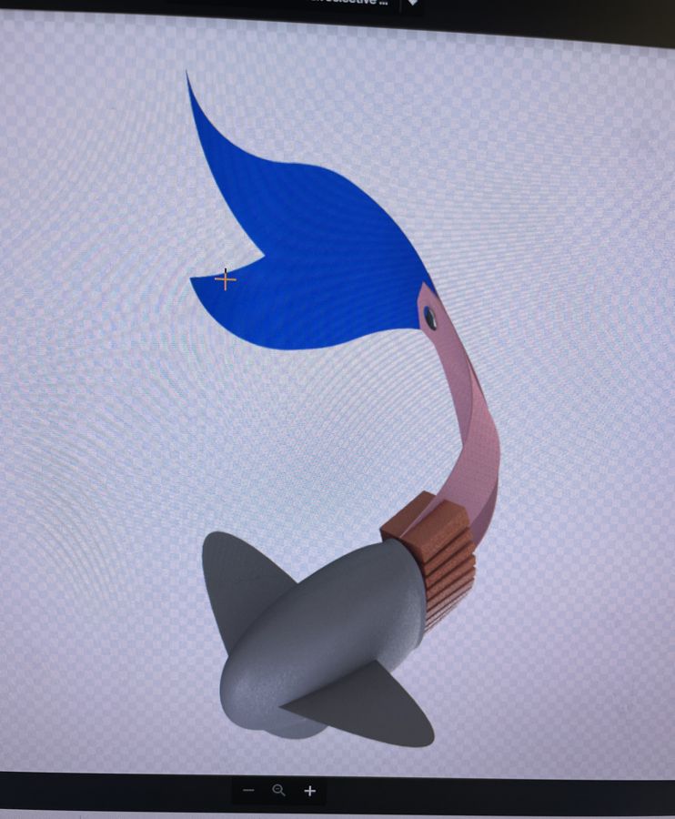 CAD model: head, actuator, tail