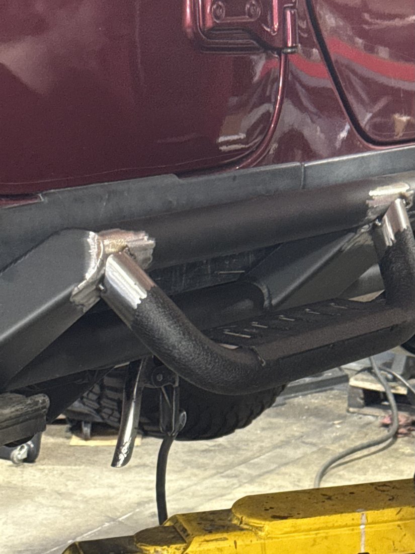 Step tube cut, ground, and welded onto the existing slider